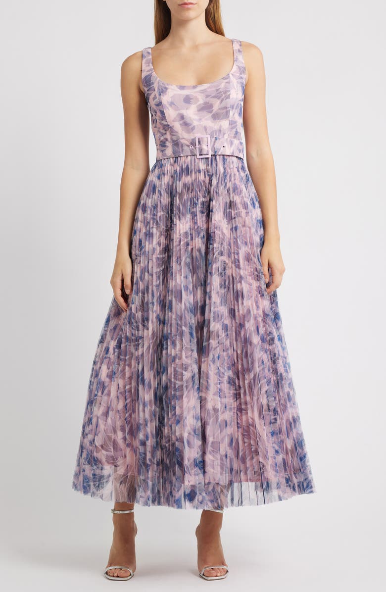 Hutch Pleated Sleeveless Fit & Flare Cocktail Dress, Main, color, Navy/ Pink