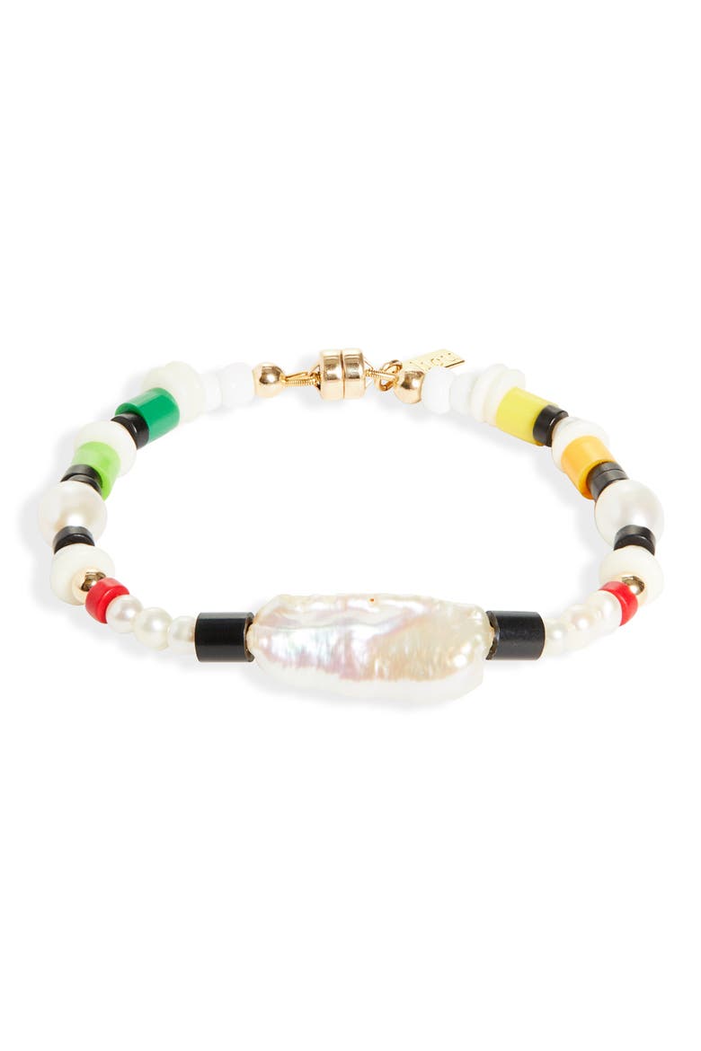 Kilkis Bead & Baroque Pearl Bracelet, Main, color, GOLD
