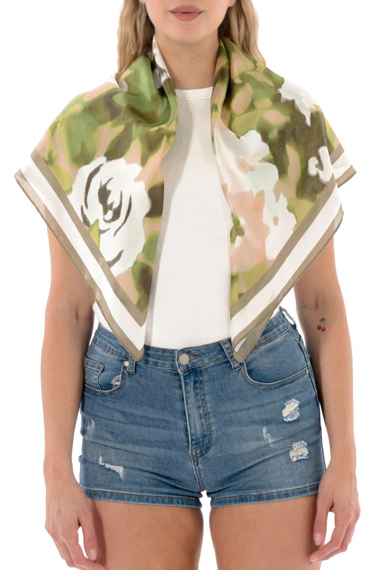 Floral Square Scarf, Main, color, IVORY