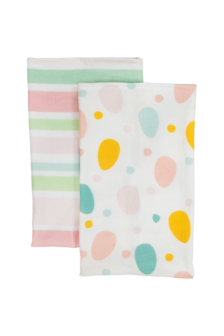 Stripes and Easter Eggs Kitchen Tea Towels - 26" - Set of 2, Main, color, White