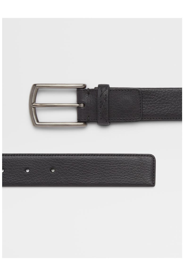 Triple Stitch Leather Belt, Alternate, color, BLACK