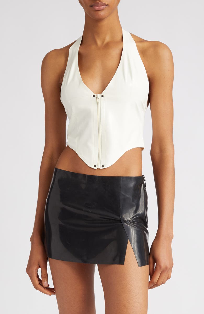 Miaou Mara Latex Corset Halter Top, Main, color, 
