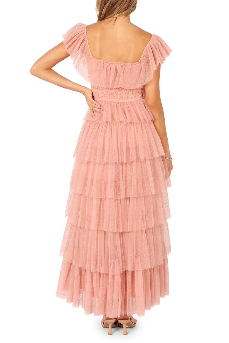 Belle Swiss Dot Tulle Tiered Maxi Dress, Alternate, color, BLUSH