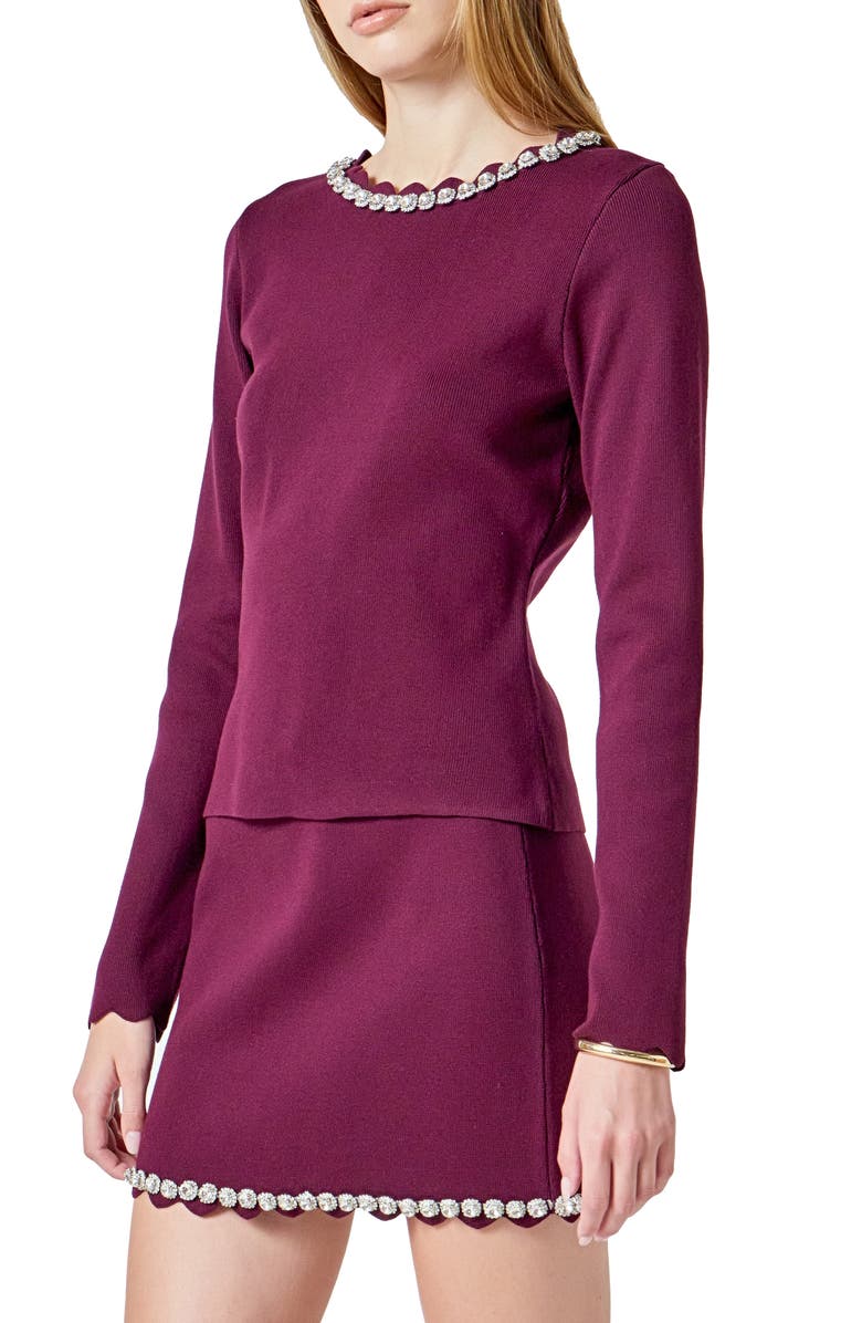 Endless Rose Jewel Neck Knit Top, Alternate, color, Dark Violet