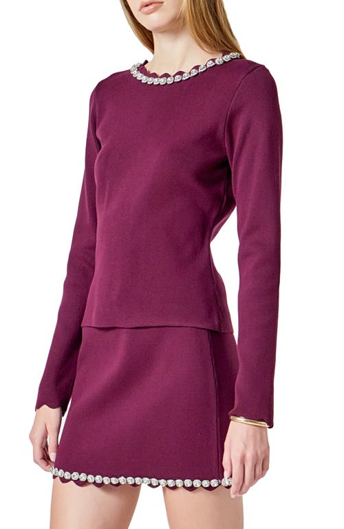 Endless Rose Jewel Neck Knit Top In Purple