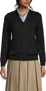 Lands' End School Uniform  Cotton Modal Button Front Cardigan Sweater