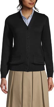 Lands' End School Uniform  Cotton Modal Button Front Cardigan Sweater