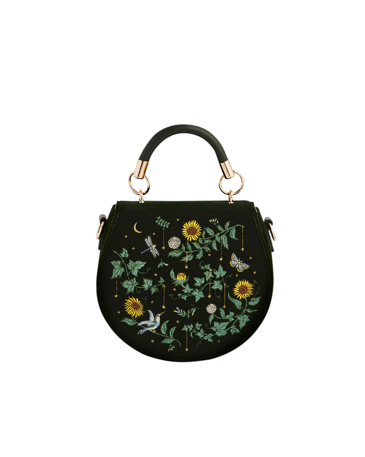 Fable England Charlotte Sunflower Top Handle Purse, Main, color, Dark Green