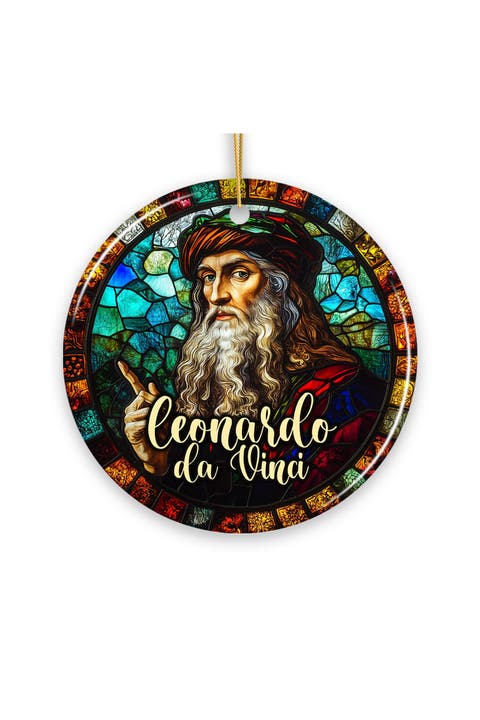 Leonardo Da Vinci Stained Glass Themed Ornament