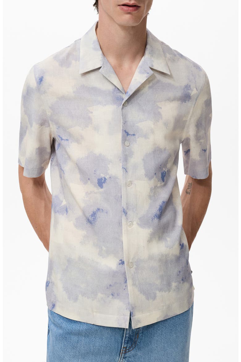 Printed Bowling Shirt, Main, color, LIGHT/ PASTEL GREY