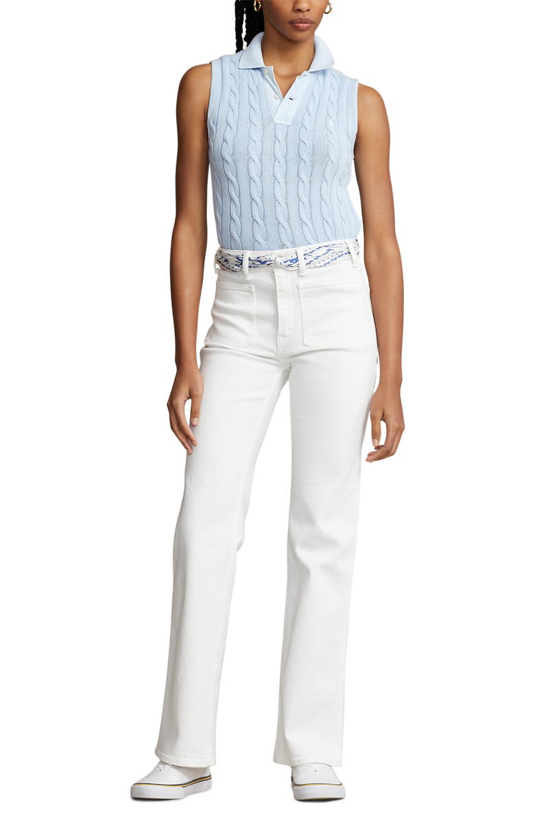 Polo Ralph Lauren Cable Sleeveless Cotton Polo Sweater, Alternate, color, 