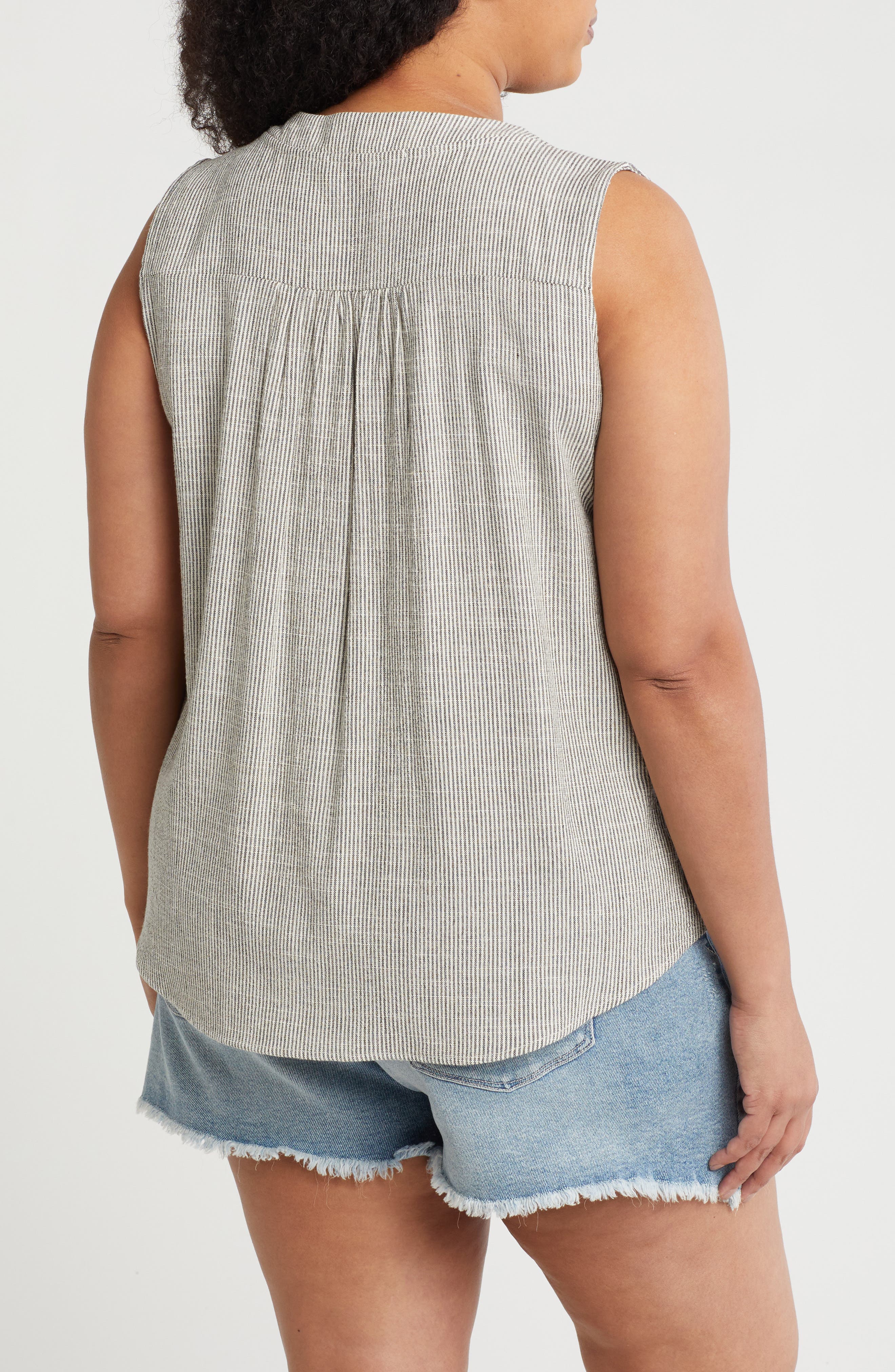 Stripe Sleeveless Cotton Blend Tank - image 2