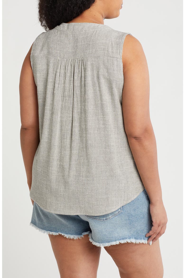 Stripe Sleeveless Cotton Blend Tank, Alternate, color, GREY