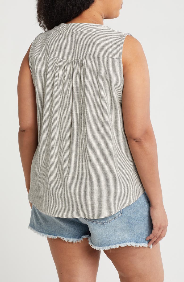 Renee C Stripe Sleeveless Cotton Blend Tank, Alternate, color, Grey