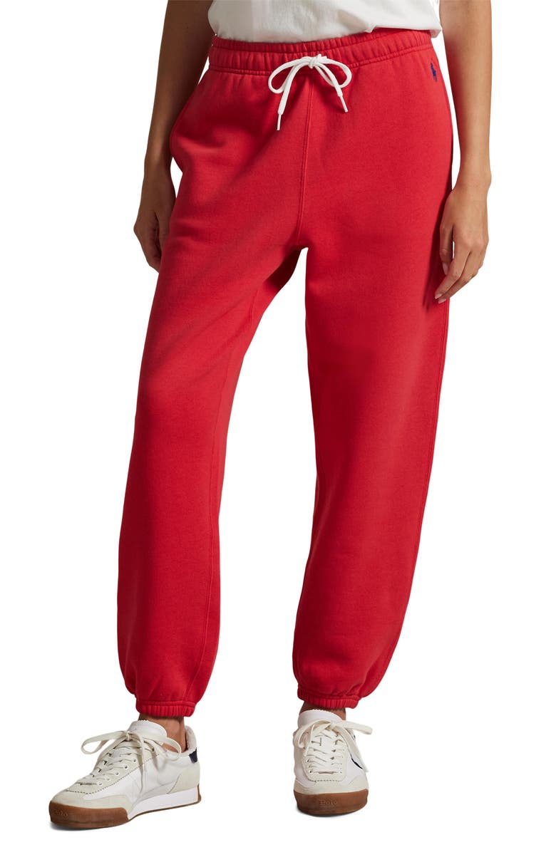 Polo Ralph Lauren Cotton Blend Fleece Sweatpants, Main, color, Deep Orangey Red