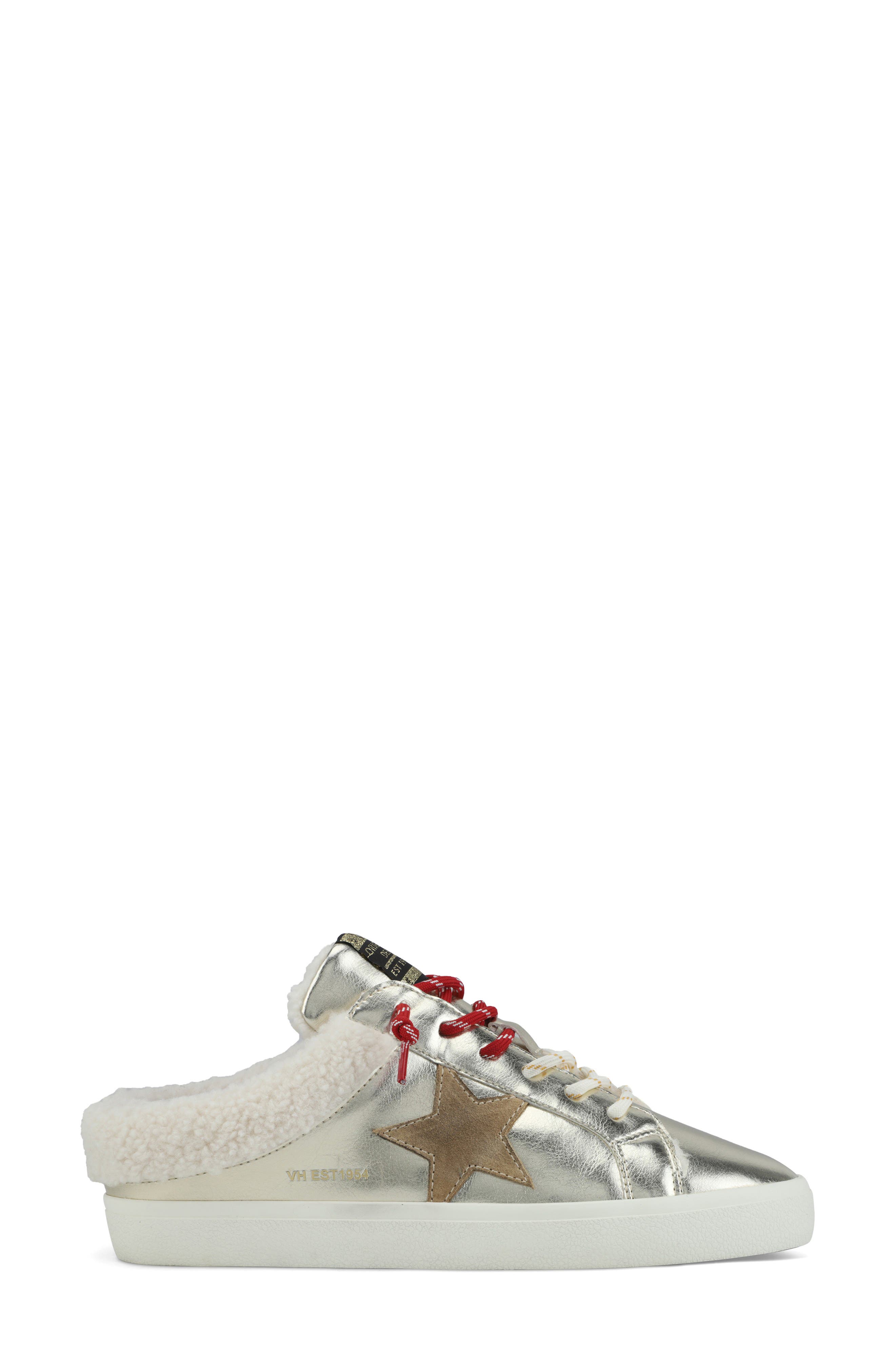 Star Faux Fur Lined Sneaker Mule, Alternate, color, WASHED GOLD