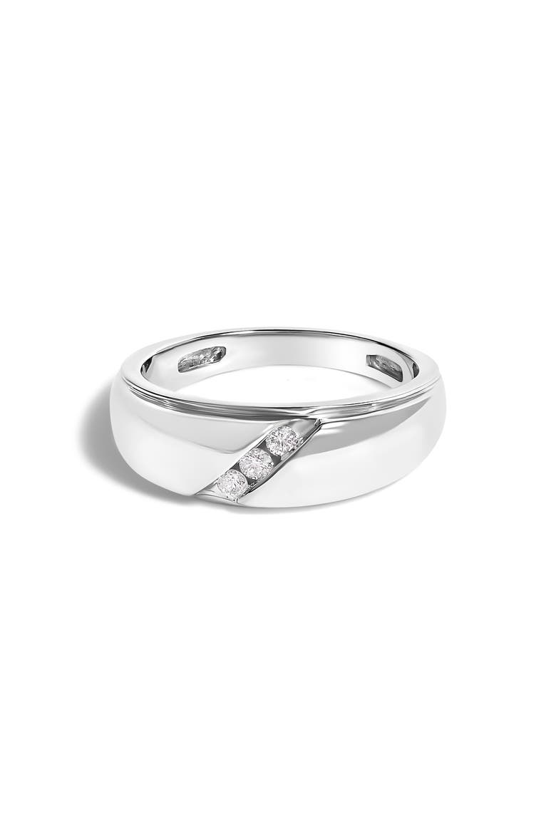 Men's Silver 1/6 Cttw 3 Stone Diamond Band Ring, Main, color, White