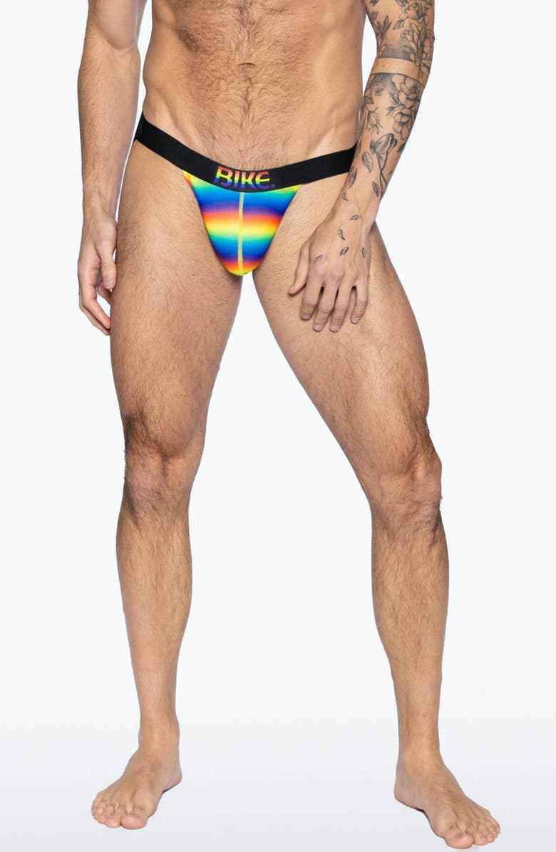 BIKE Pride Jock Strap, Alternate, color, Blue Rainbow
