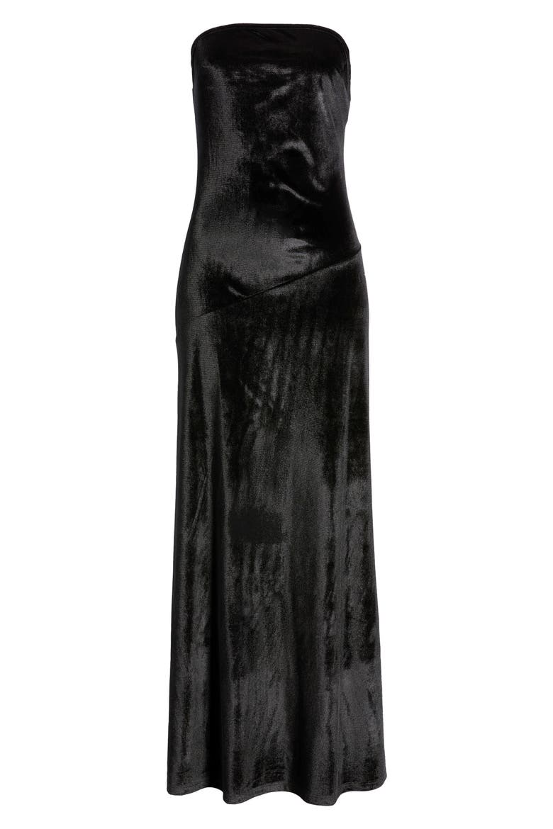 Sophie Strapless Velvet Maxi Dress, Alternate, color, BLACK