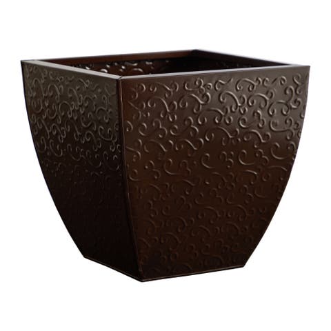 14-in Embossed Metal Scroll Planter