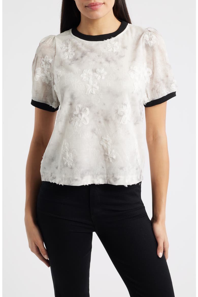 Beatrice Floral Appliqué T-Shirt, Main, color, BEIGE