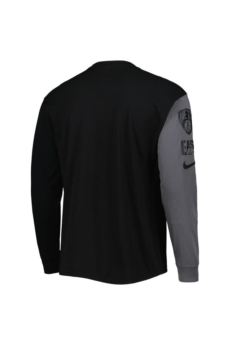 Men's Nike Black Brooklyn Nets Courtside Versus Flight MAX90 Long Sleeve T-Shirt, Alternate, color, Black