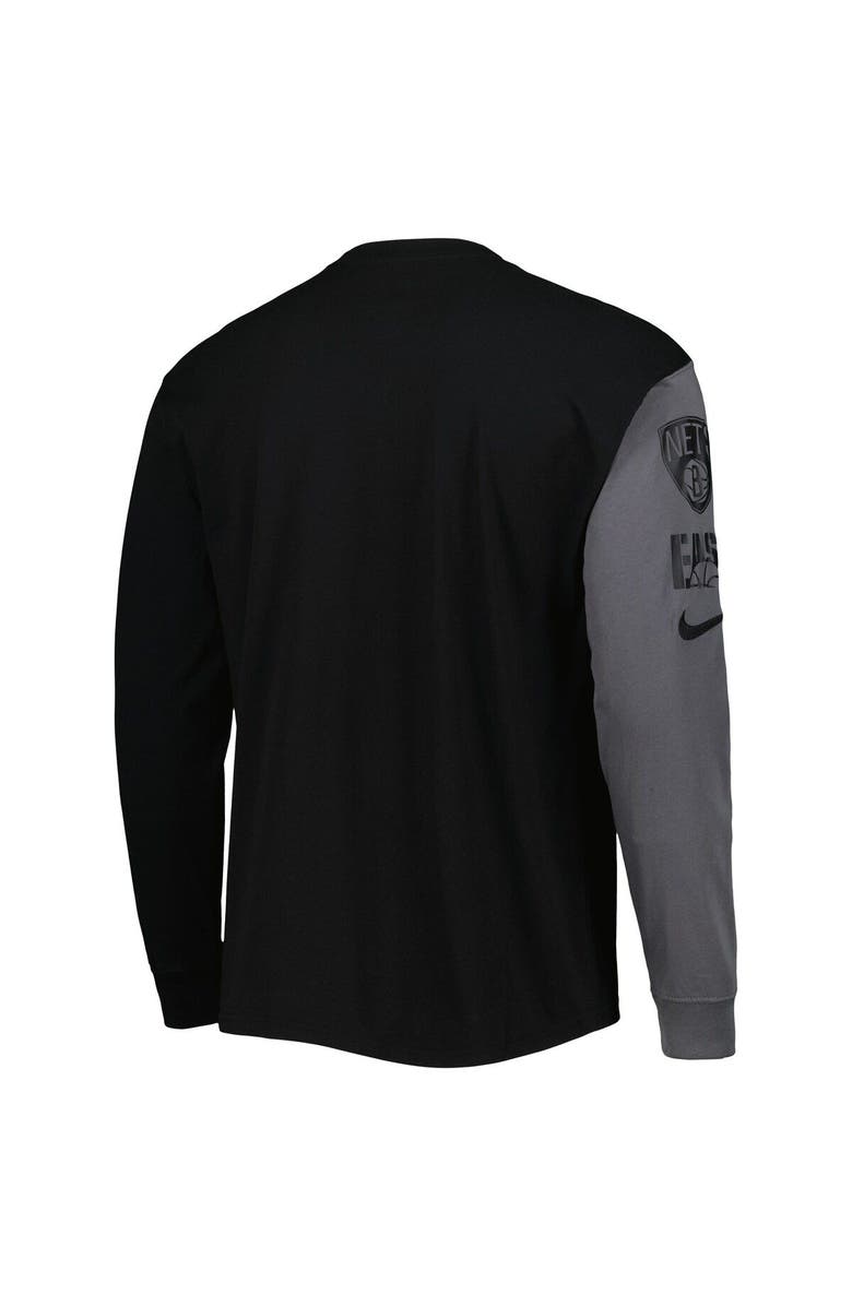 Nike Men's Nike Black Brooklyn Nets Courtside Versus Flight MAX90 Long Sleeve T-Shirt, Alternate, color, Black