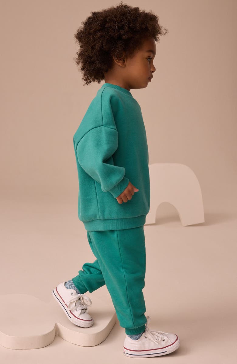 NEXT Kids' Construction Cotton Blend Sweatshirt & Sweatpants Set, Alternate, color, Green