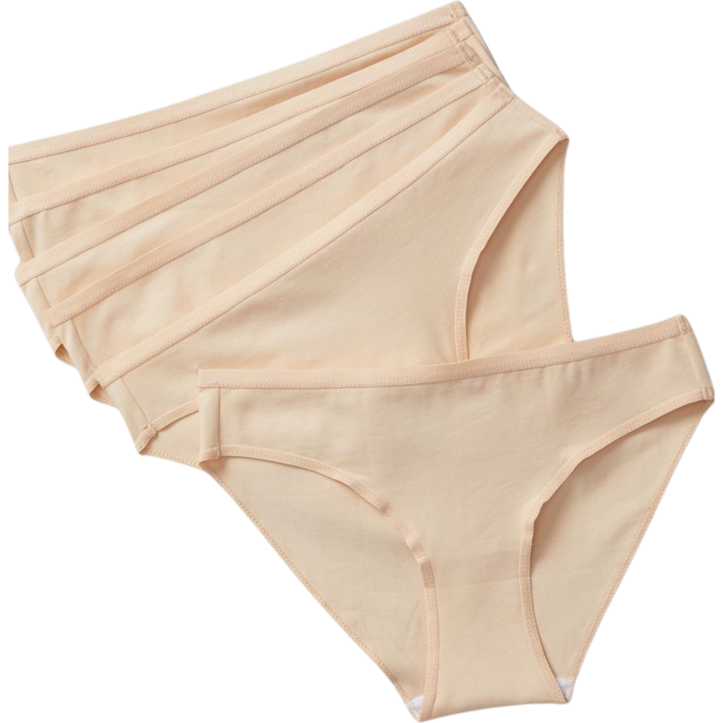 Yellowberry Simple Pima Cotton Underwear 6PK in Doe at Nordstrom, Size 16