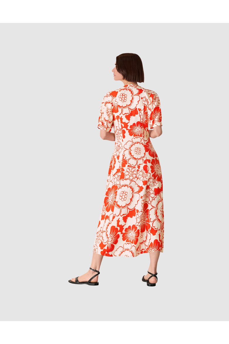 Short Sleeve Bloom Floral Midi Dress, Alternate, color, Red/Multi