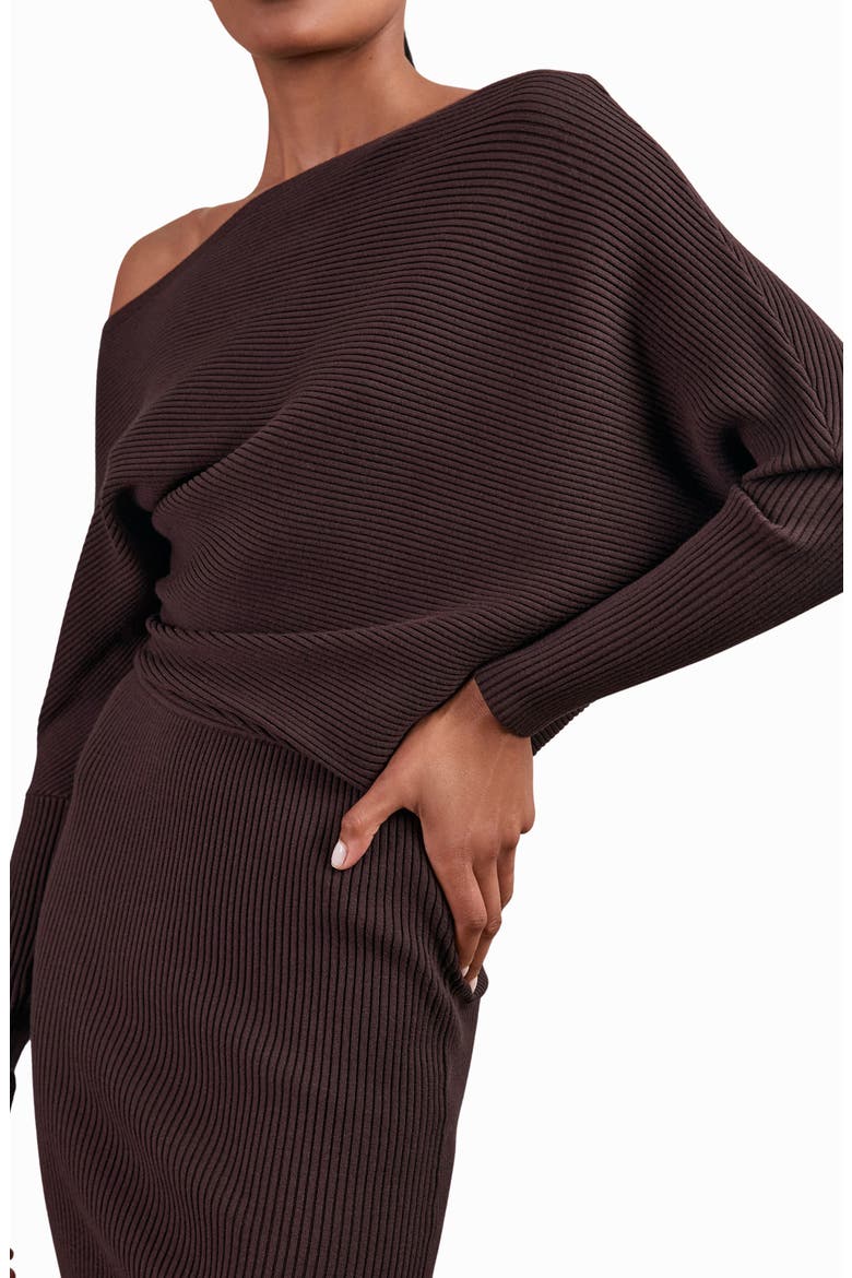 Lara Off the Shoulder Long Sleeve Sweater Dress, Main, color, PLUM PURPLE