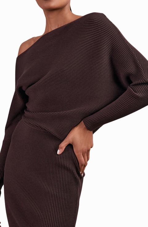 Lara Off the Shoulder Long Sleeve Sweater Dress