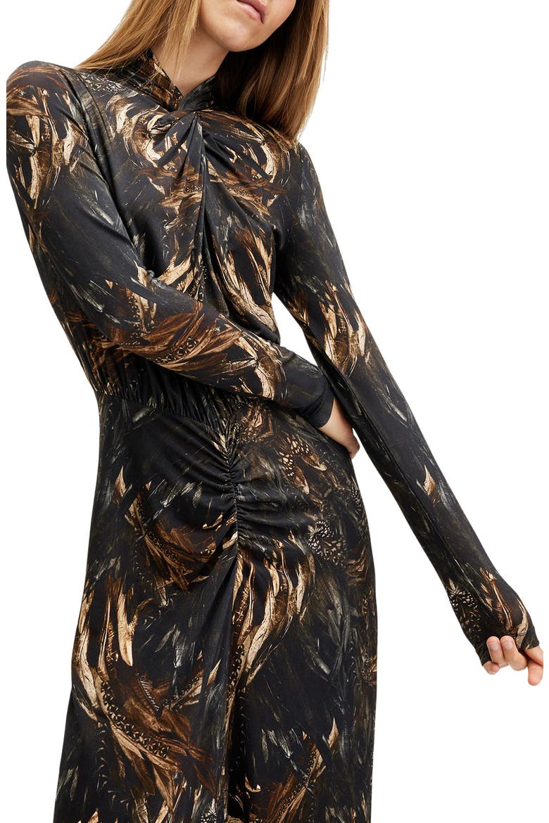 Mina Printed Long Sleeve Slim Fit Maxi Dress, Alternate, color, CHARM BLACK