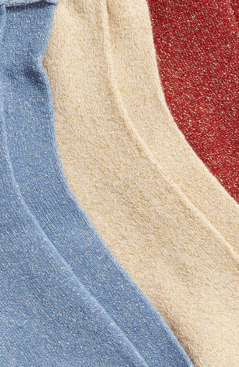 BP. 3-Pack Metallic Rolled Top Ankle Socks, Alternate, color,