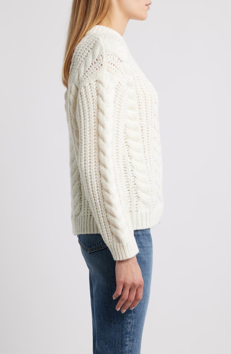 CITY BLUES Cable Knit Sweater, Alternate, color, Cloud