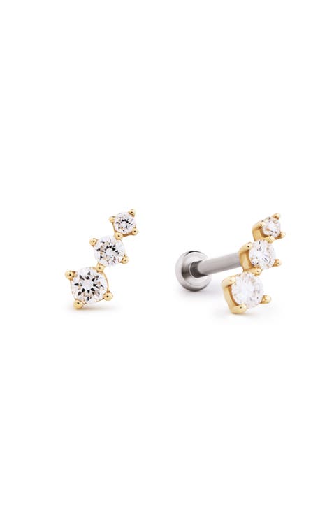 Solid Yellow Gold - Diamond Crawler Flatback Studs