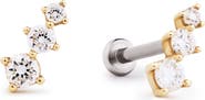 Ana Luisa Solid Yellow Gold - Diamond Crawler Flatback Studs