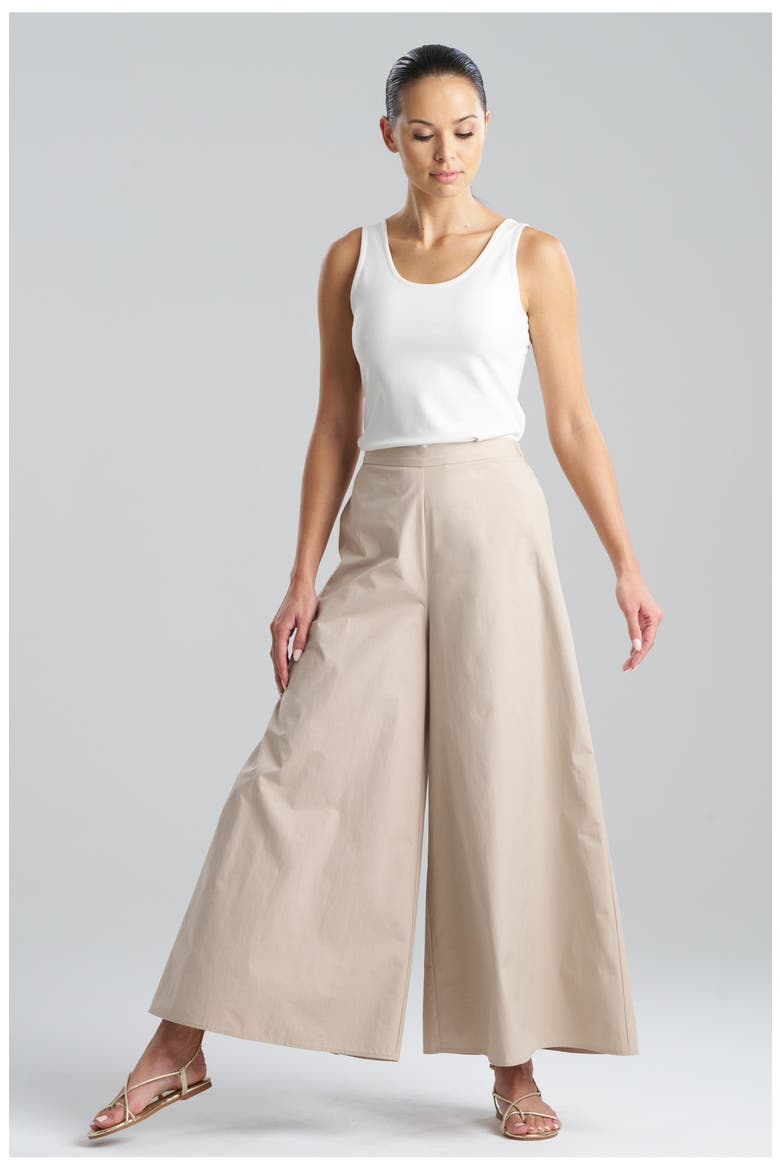 TECH COTTON TAFFETA Palazzo Pants, Main, color, BEIGE