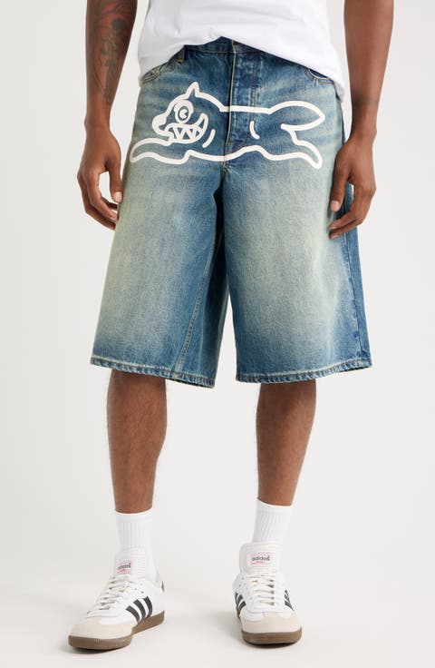 Orange Cotton Denim Shorts