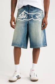ICECREAM Orange Cotton Denim Shorts