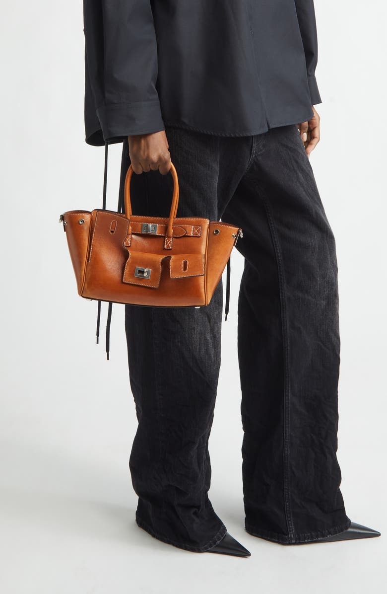 Balenciaga Mini Bel Air Leather Carry All Bag, Alternate, color,