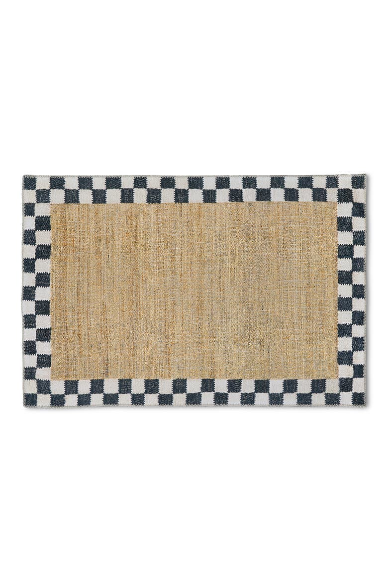 Naturals Check Washable Rug, Main, color, BEIGE