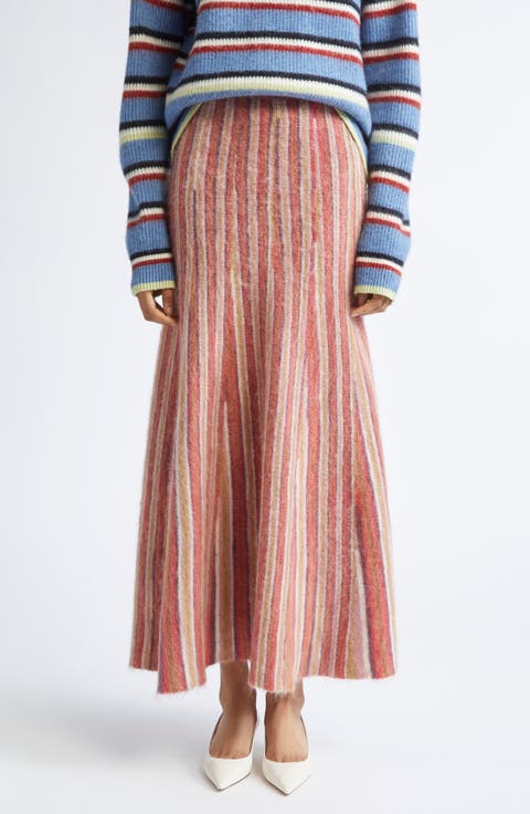 Zander Stripe Mohair & Alpaca Blend Sweater Skirt