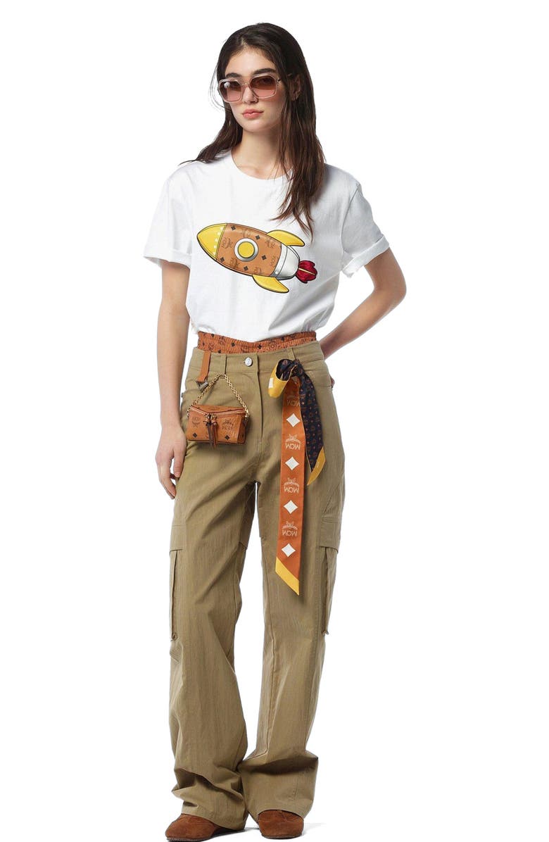 MCM Reversible Monogram Print Petite Scarf in Organic Silk, Alternate, color, 