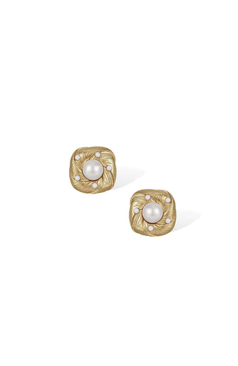 RC RETRO CHIC Canary Ear Stud, Main, color, Gold & White