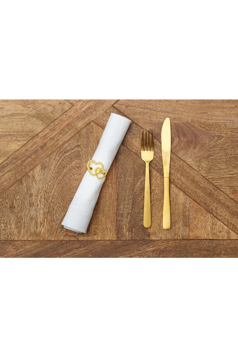 Gold Double Hearts Premium Valentine's Day Napkin Ring, Alternate, color, Gold