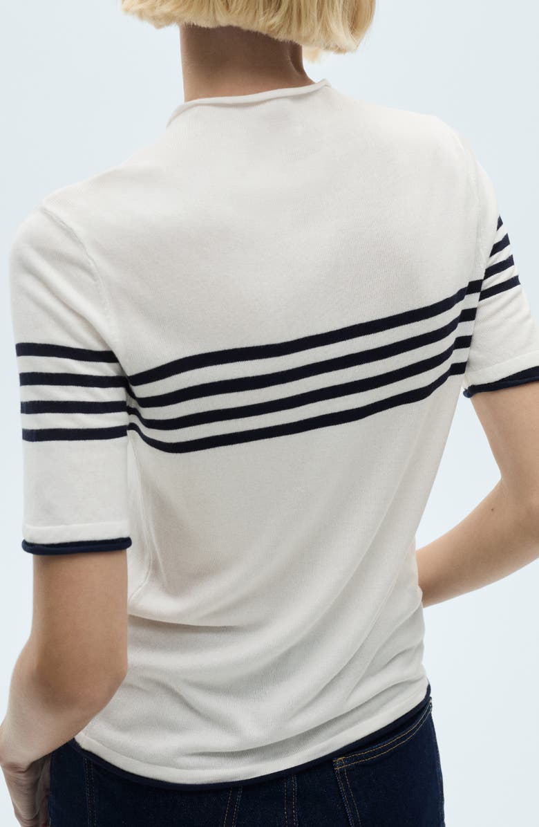 MANGO Stripe Short Sleeve Sweater, Alternate, color,