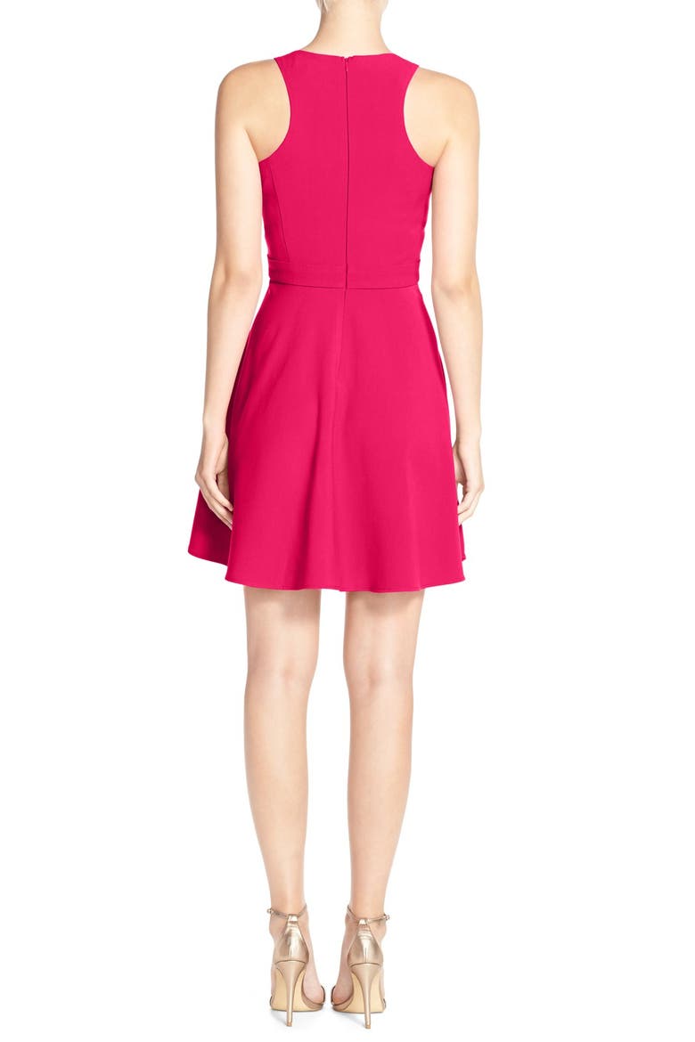 Adelyn Rae Gabardine Fit & Flare Dress, Alternate, color, RASPBERRY