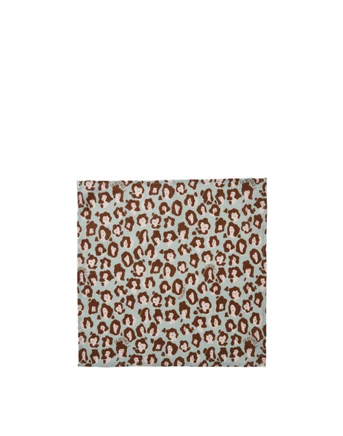 La Doublej Large Napkins Set Of 2 (45x45) Lady Leopard Acqua Acquamarin In Lady Leopard Acqua Acquamarin