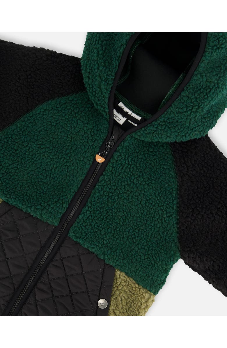 Deux par Deux Boy's Mid-Season Colorblock Jacket Black, Forest Green, And Olive, Alternate, color, 